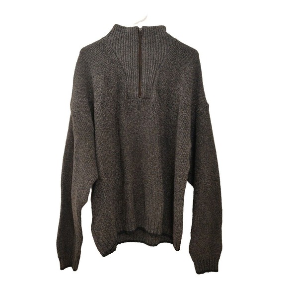 Eddie Bauer Men's Sweater Gray 1/4 Zip Size XL Pullover Thick Knit.